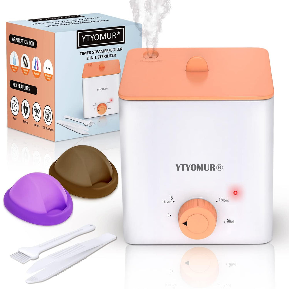 YTYOMUR steam sterilizer demonstrates quick cleaning for reusable menstrual discs.