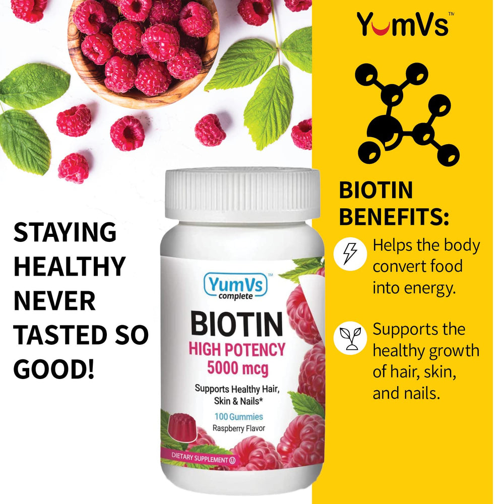 Nutrition facts panel for YUM-V Biotin Gummies