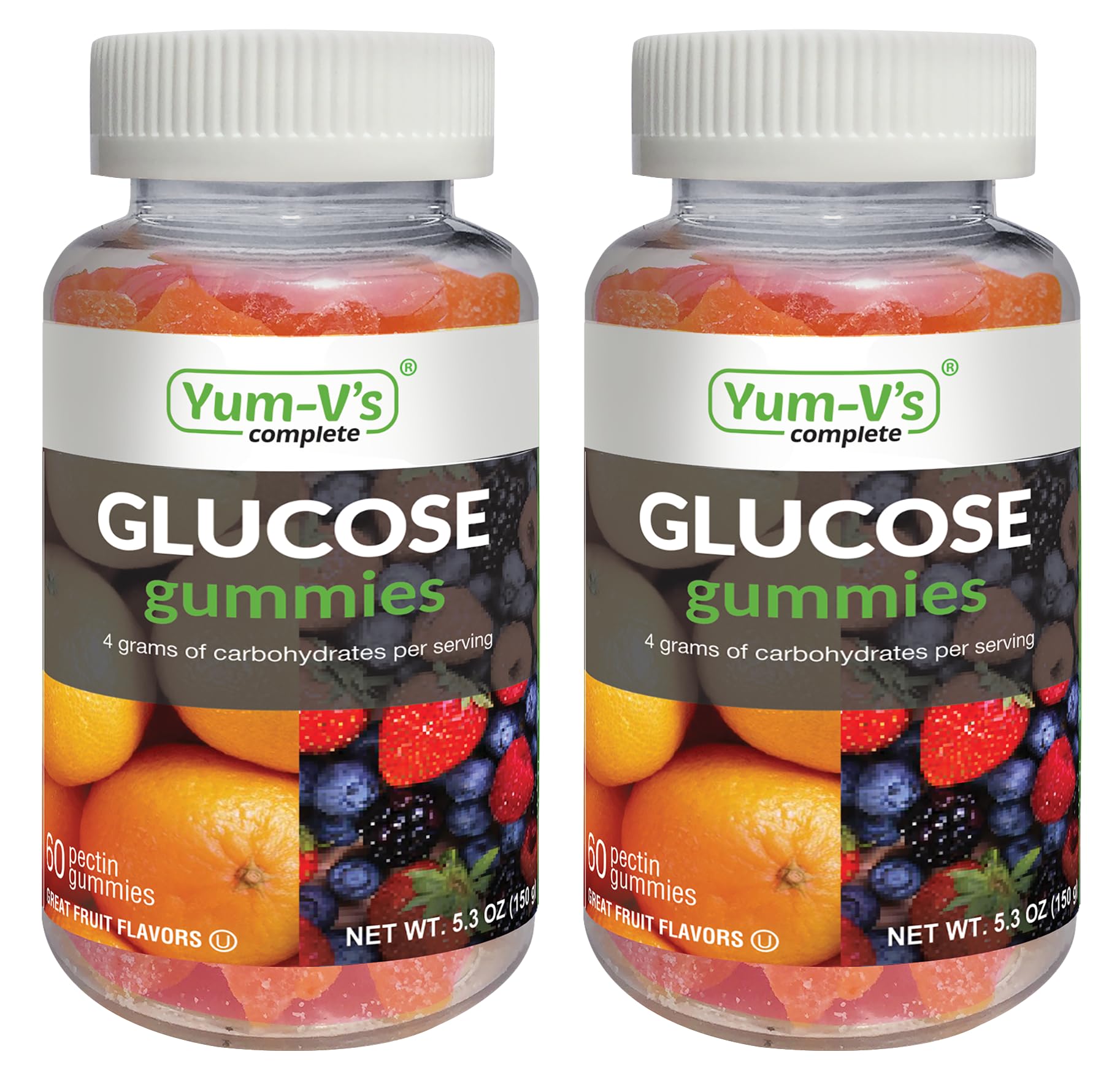 YUM-V'S Glucose Gummies orange & berry flavor – 60 gummies per bottle, 2-pack