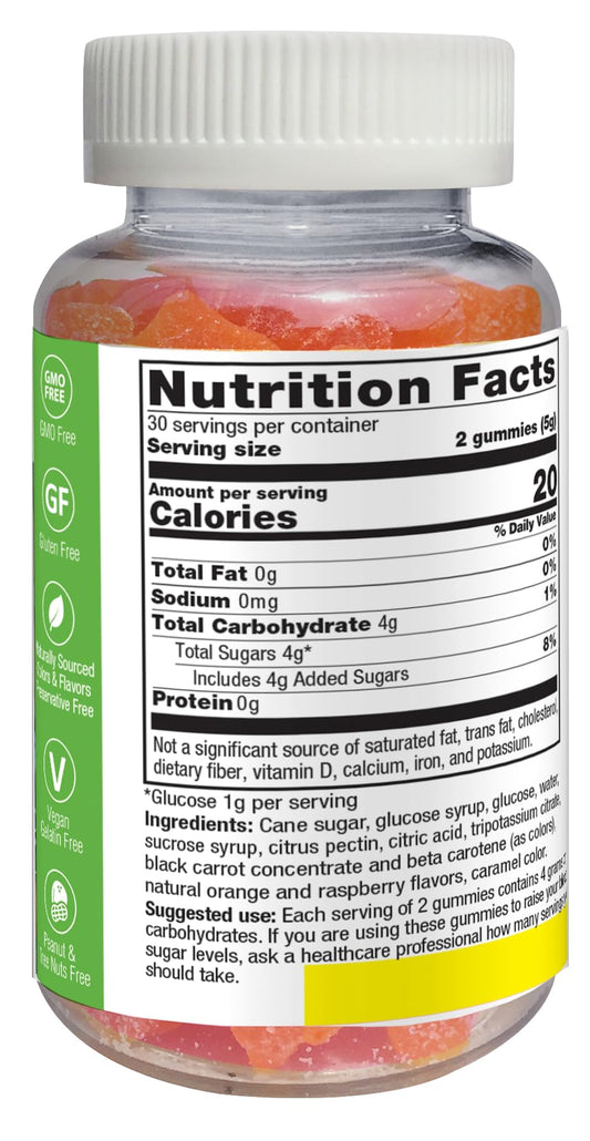 YUM-V'S Glucose Gummies bottle with a lifestyle on-the-go scene