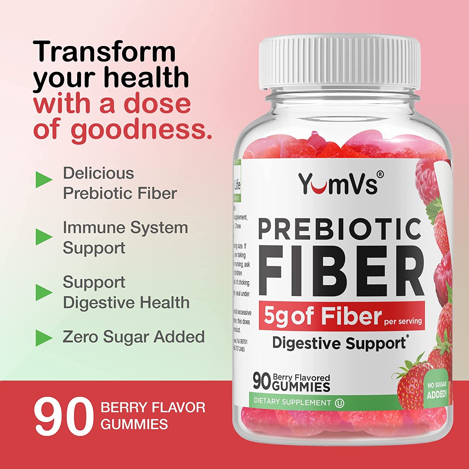 90-count Yum-Vs Prebiotic Fiber Gummies packaging