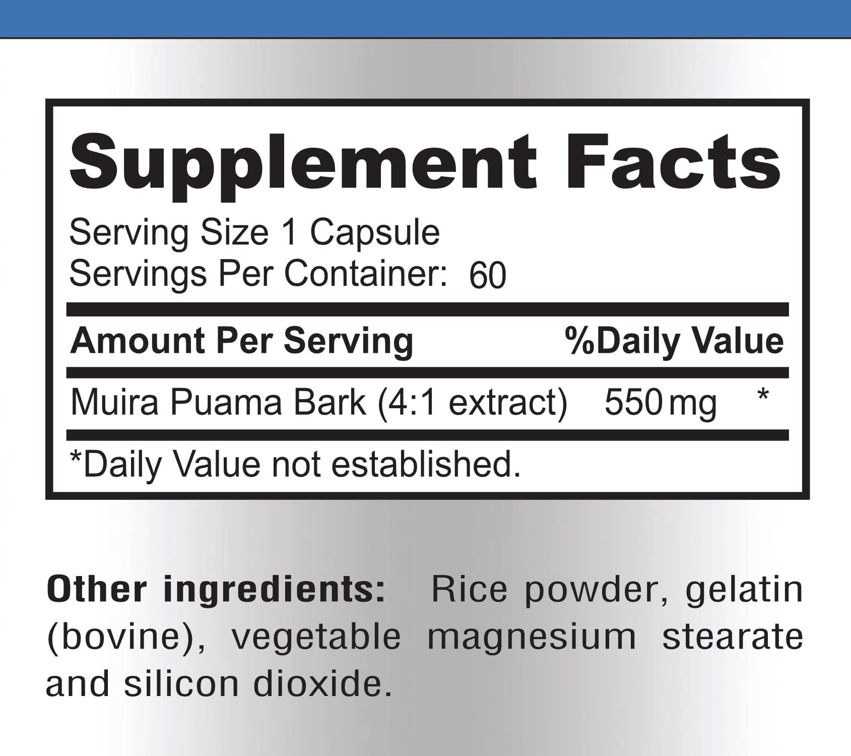 Product packaging with YUMMYVITE Muira Puama branding and capsules