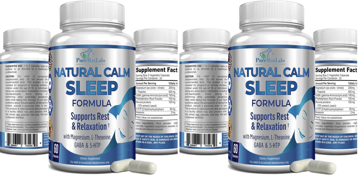 Front view of YUMMYVITE Natural Calm Sleep Aid bottle – 60 capsules (pack of 2)