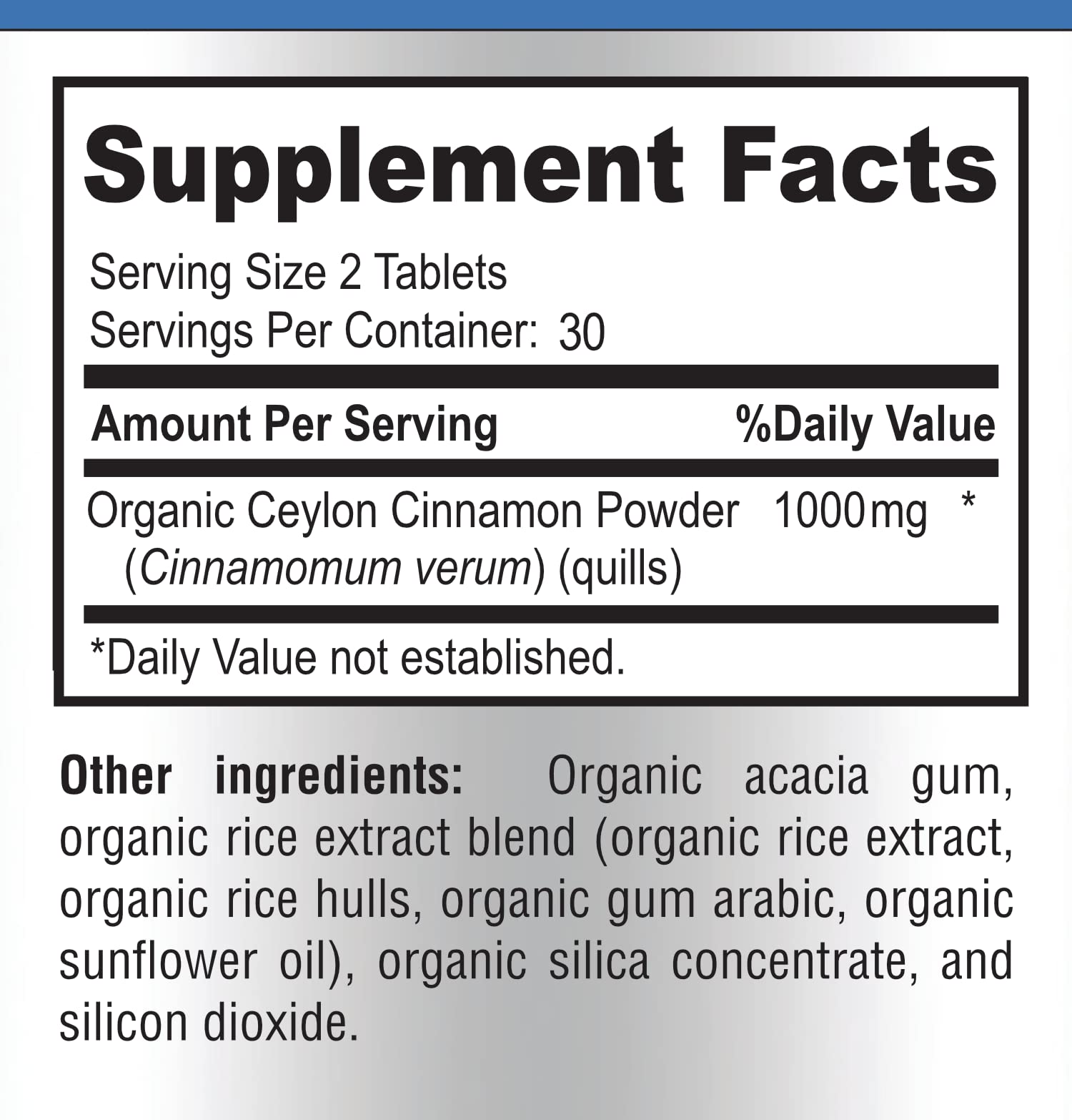 60 tablets bottle of Cinnamon supplement