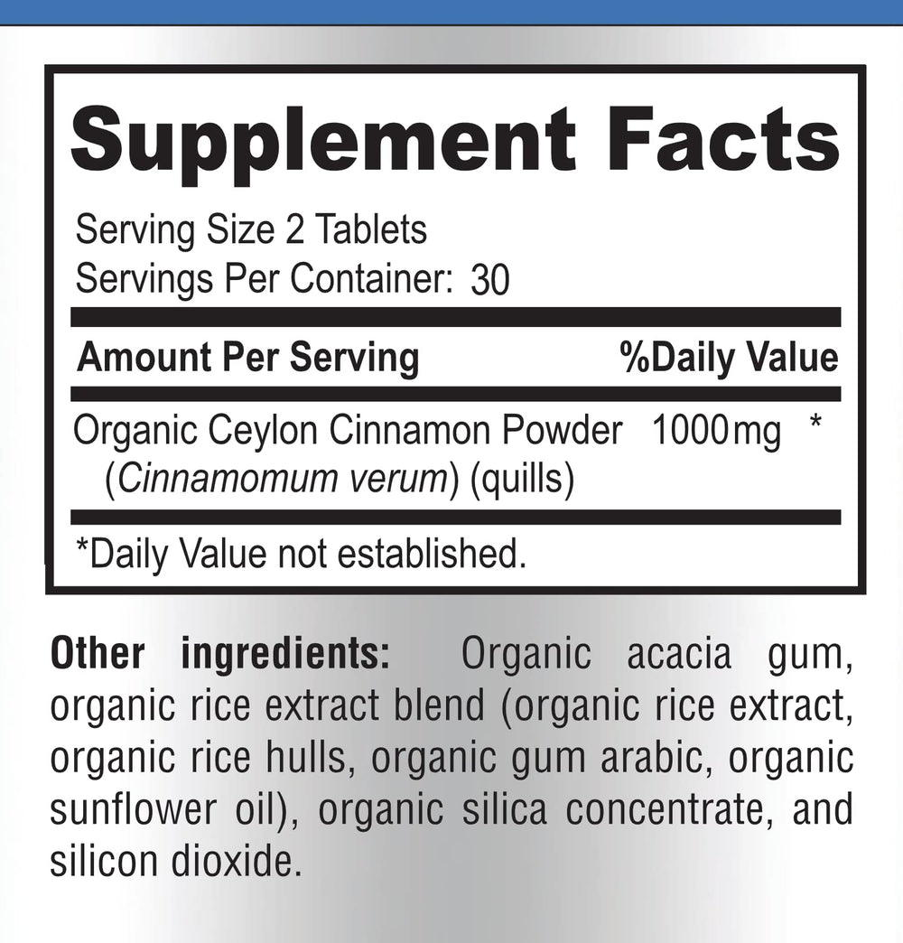 60 tablets bottle of Cinnamon supplement