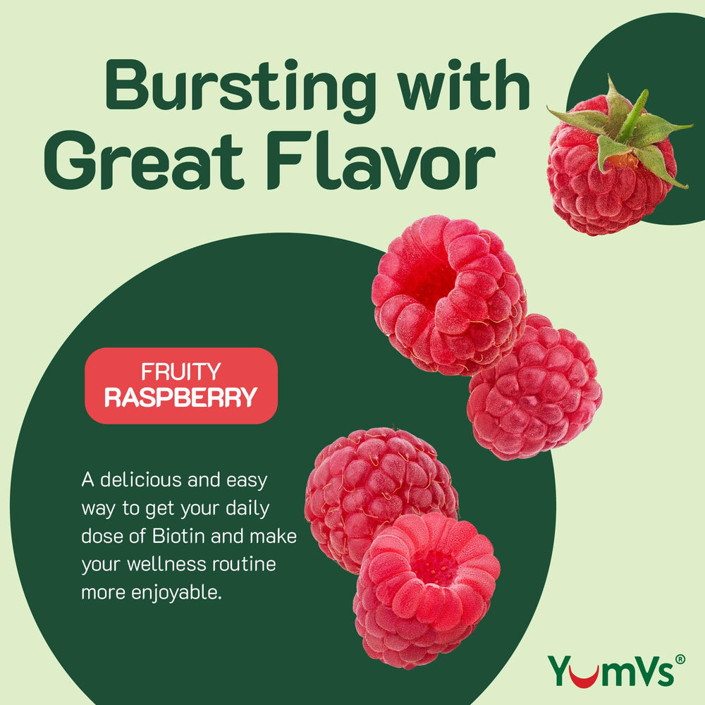 Close-up of a single YumVs Biotin Gummy Raspberry