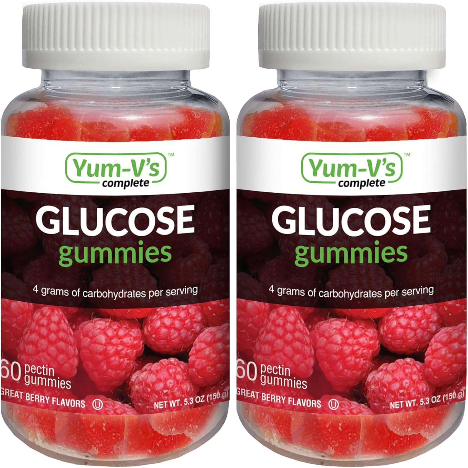 YUM-V'S Glucose Gummies Berry Orange bottle front view