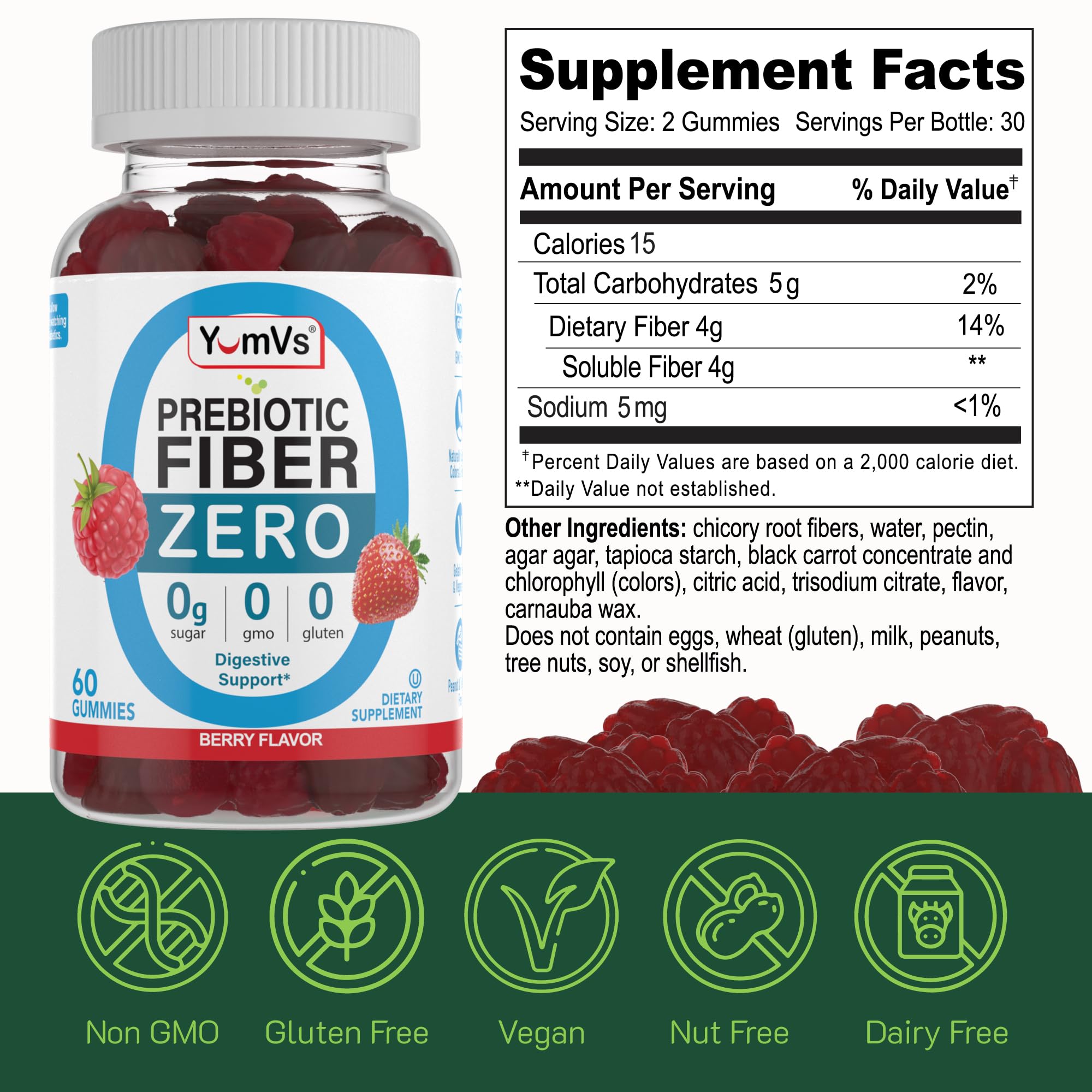 Keto-friendly vegan and gluten-free non-GMO icons on label
