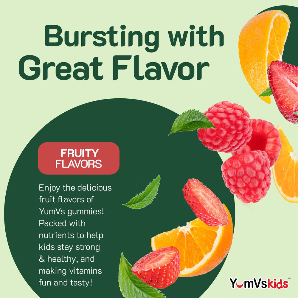 Assorted fruit-flavored YumVs Kids Multivitamin Gummies