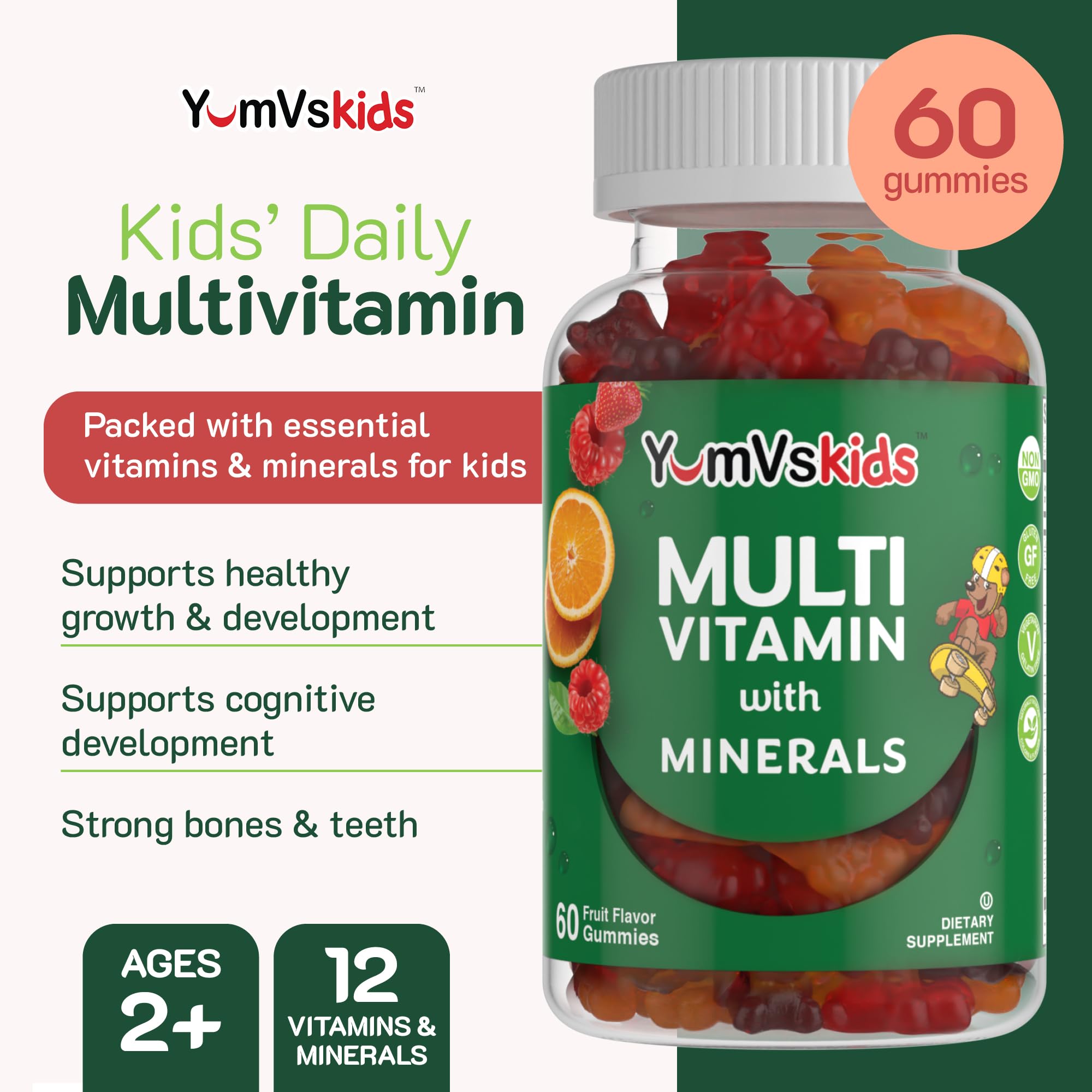 Nutrition facts panel for YumVs Kids Multivitamin Gummies