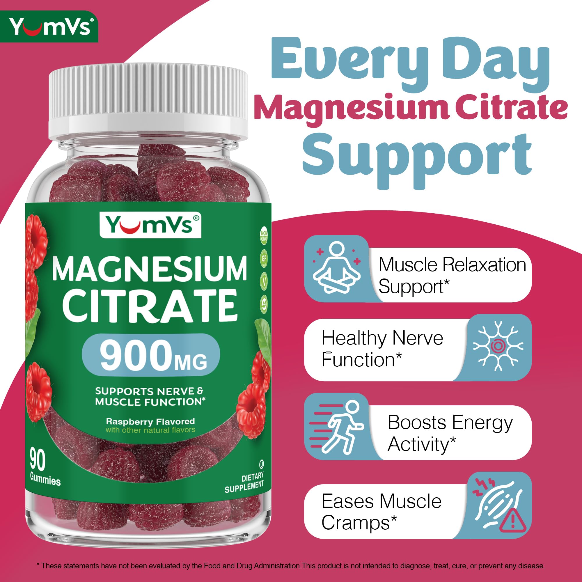 Ingredients panel for YUM-V'S Magnesium Citrate Gummies Raspberry