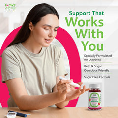 Keto-friendly sugar-free gummy vitamins icon and net carbs information