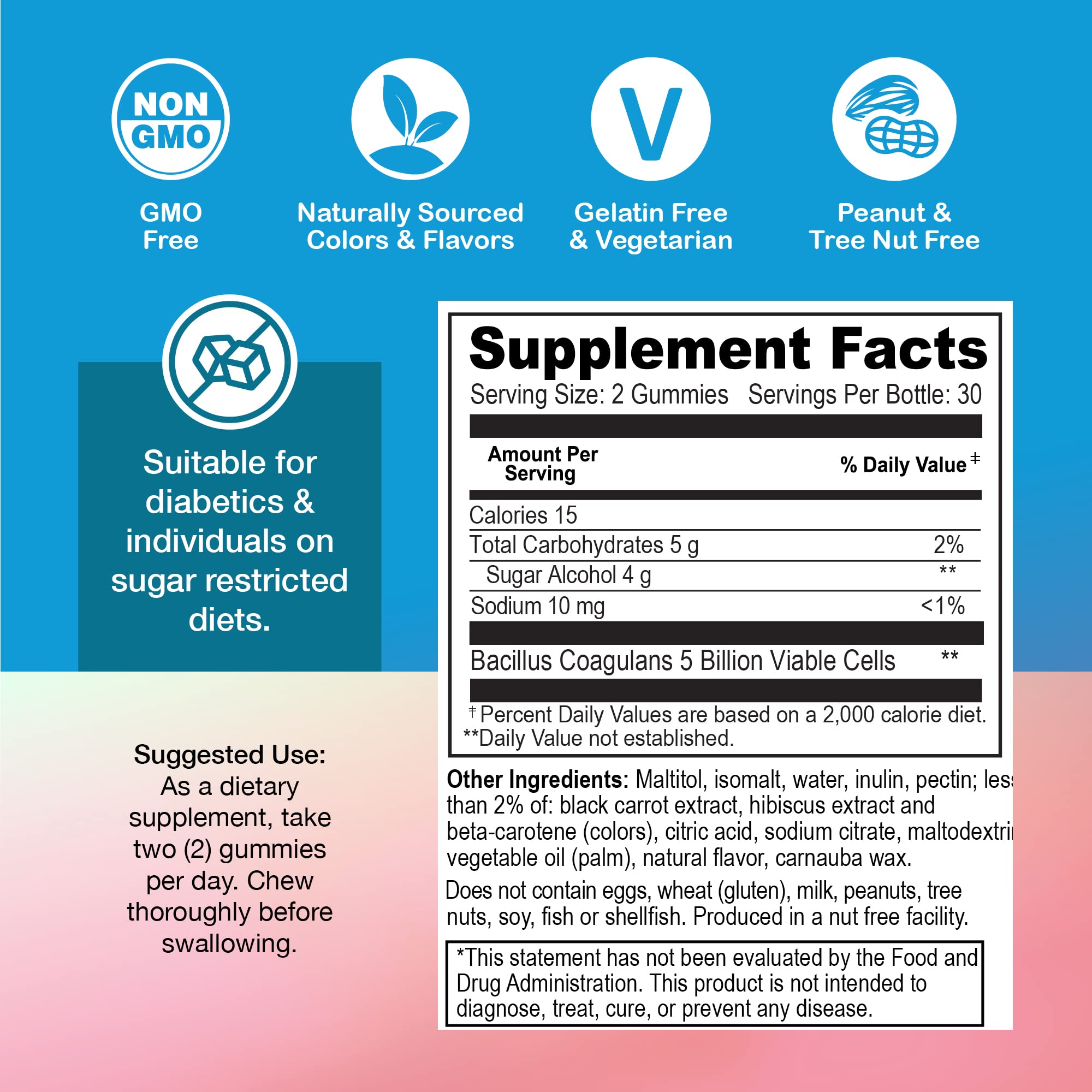Strawberry flavor packaging of YUM-V'S Probiotic Gummies
