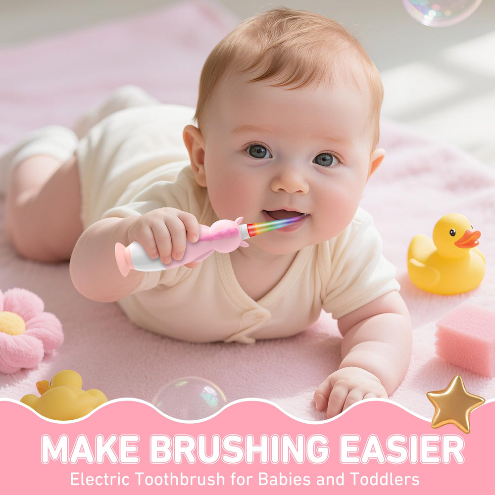Colorful LED light on the pink toothbrush