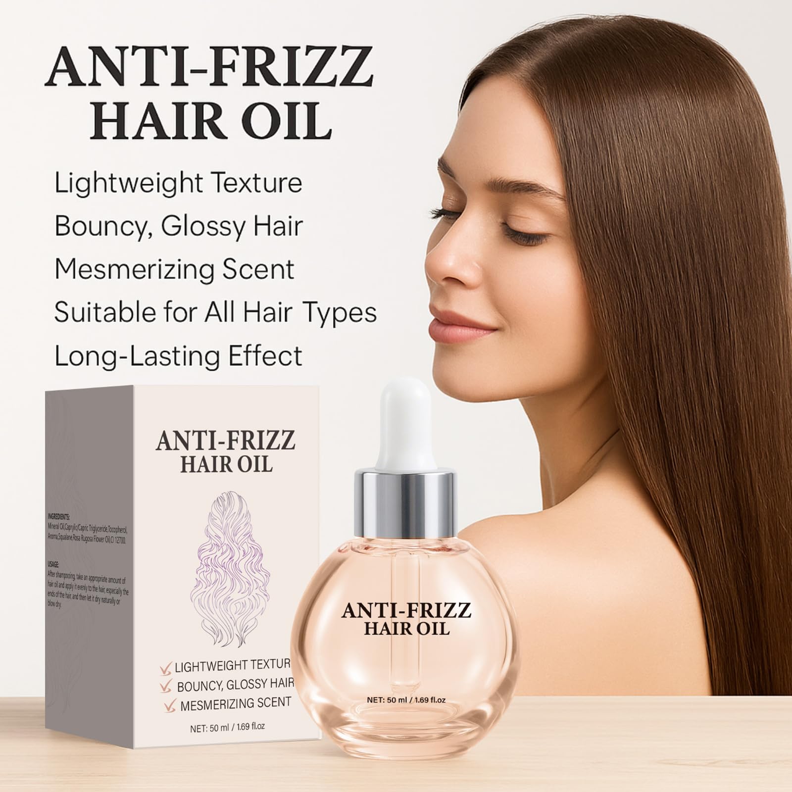 Yunmeng Hair Oil glossy hair close-up highlighting shine.