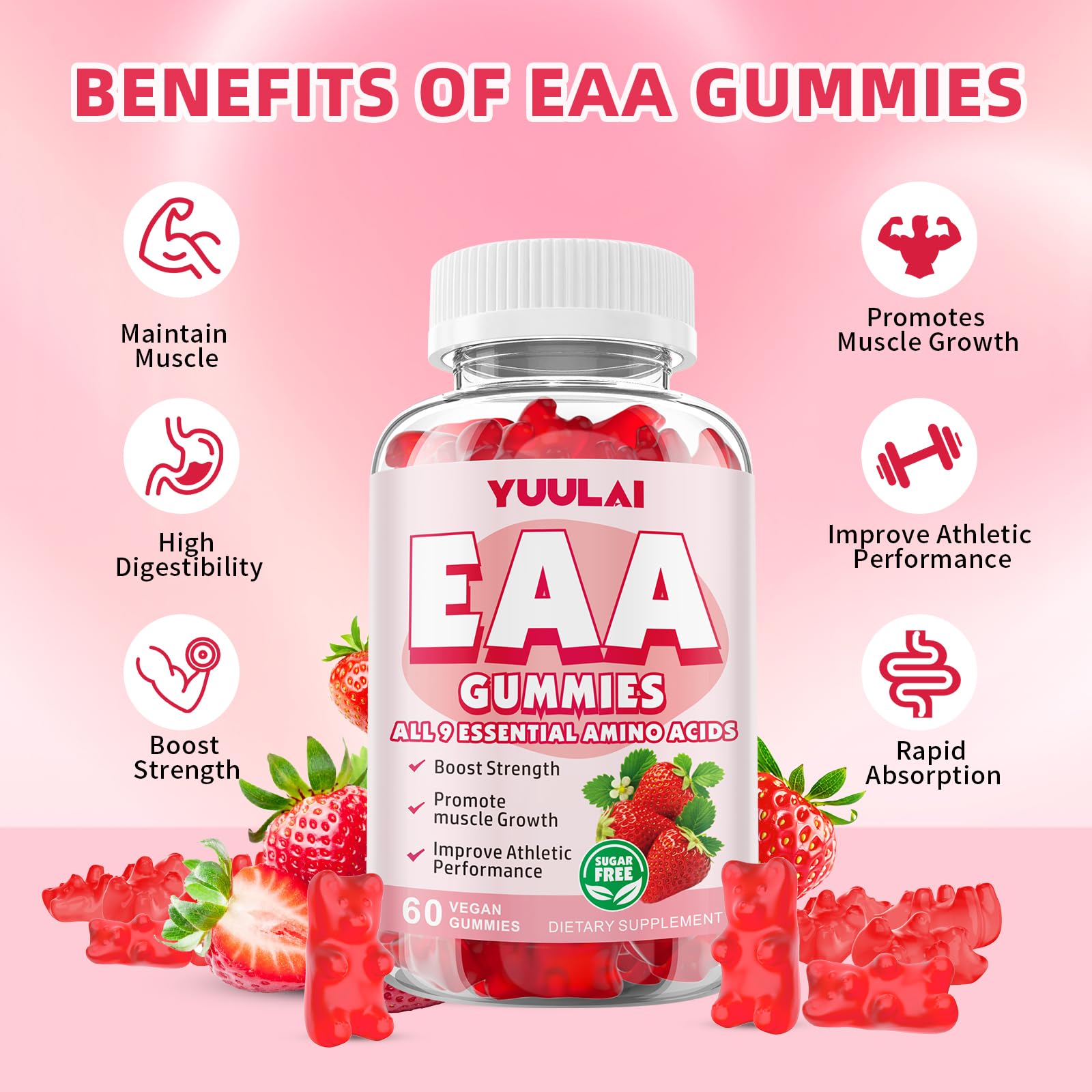 Label and ingredients for YUULAI EAA Gummies