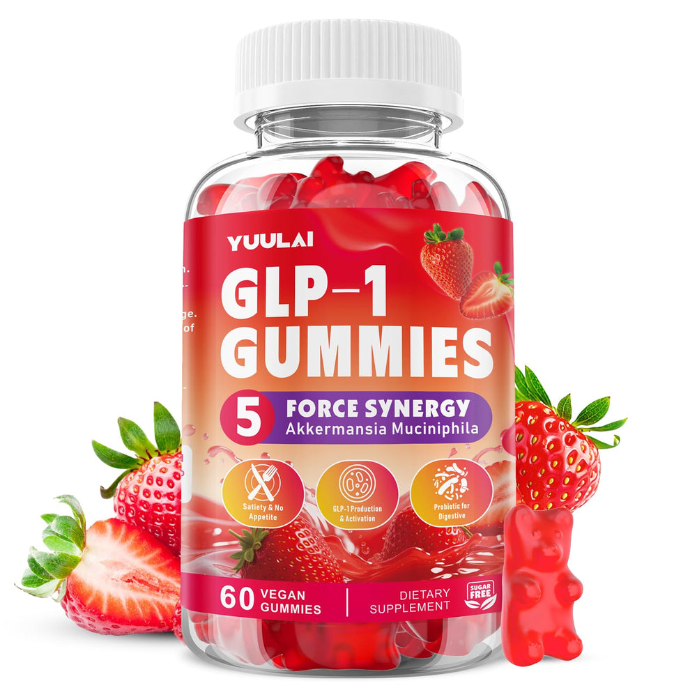 Front view of YUULAI GLP-1 Berberine Gummies bottle in Raspberry flavor