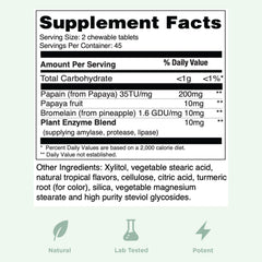 Chewable papaya enzyme tablets with tropical flavor