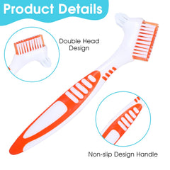 Ergonomic rubber handle on denture toothbrush