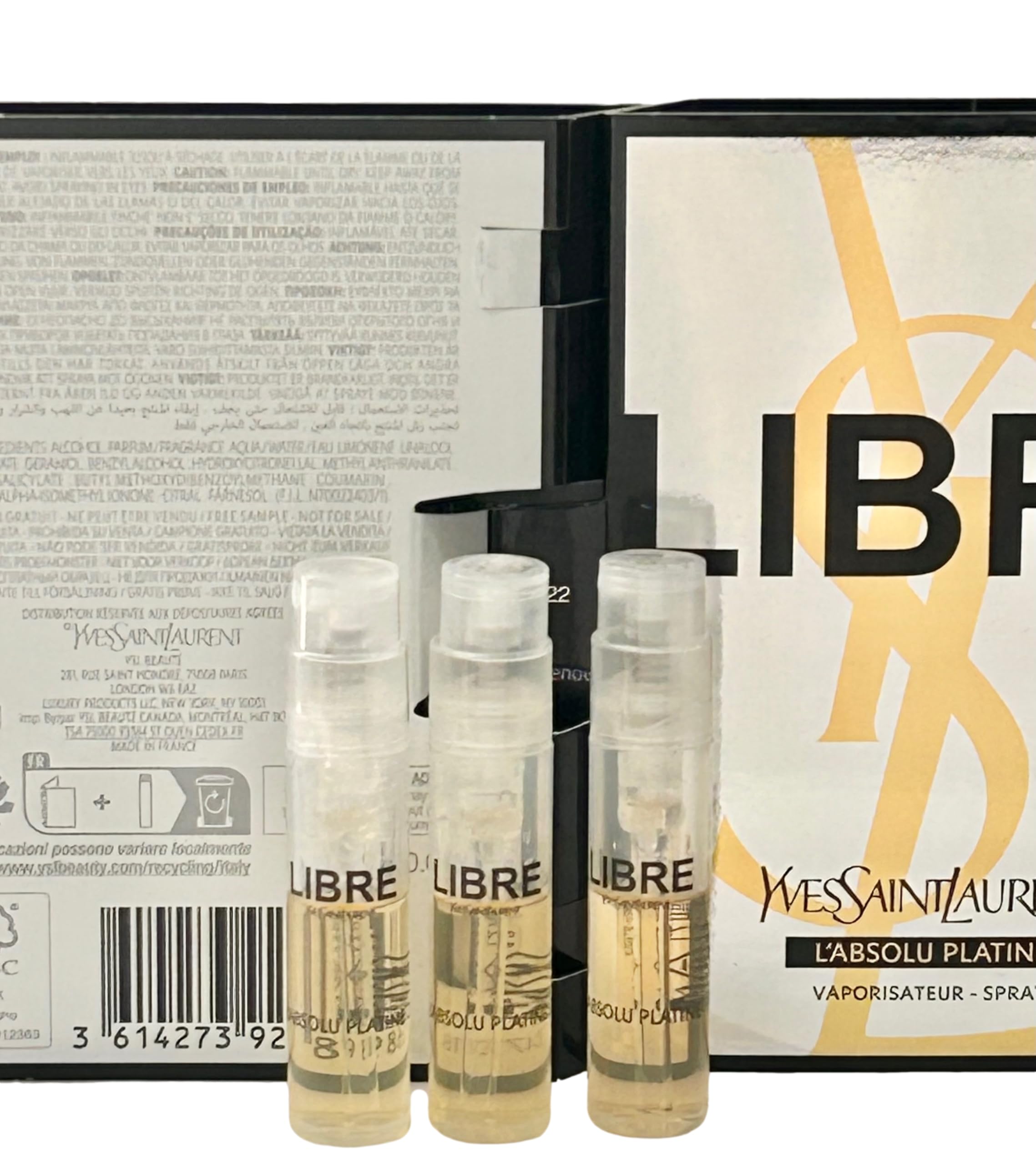 Portable mini spray for on-the-go application with Libre L'Absolu Platine.
