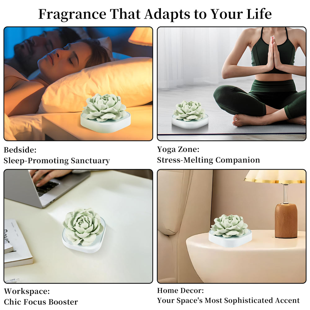 Diffuser placed on a desk in an office for calming aroma.