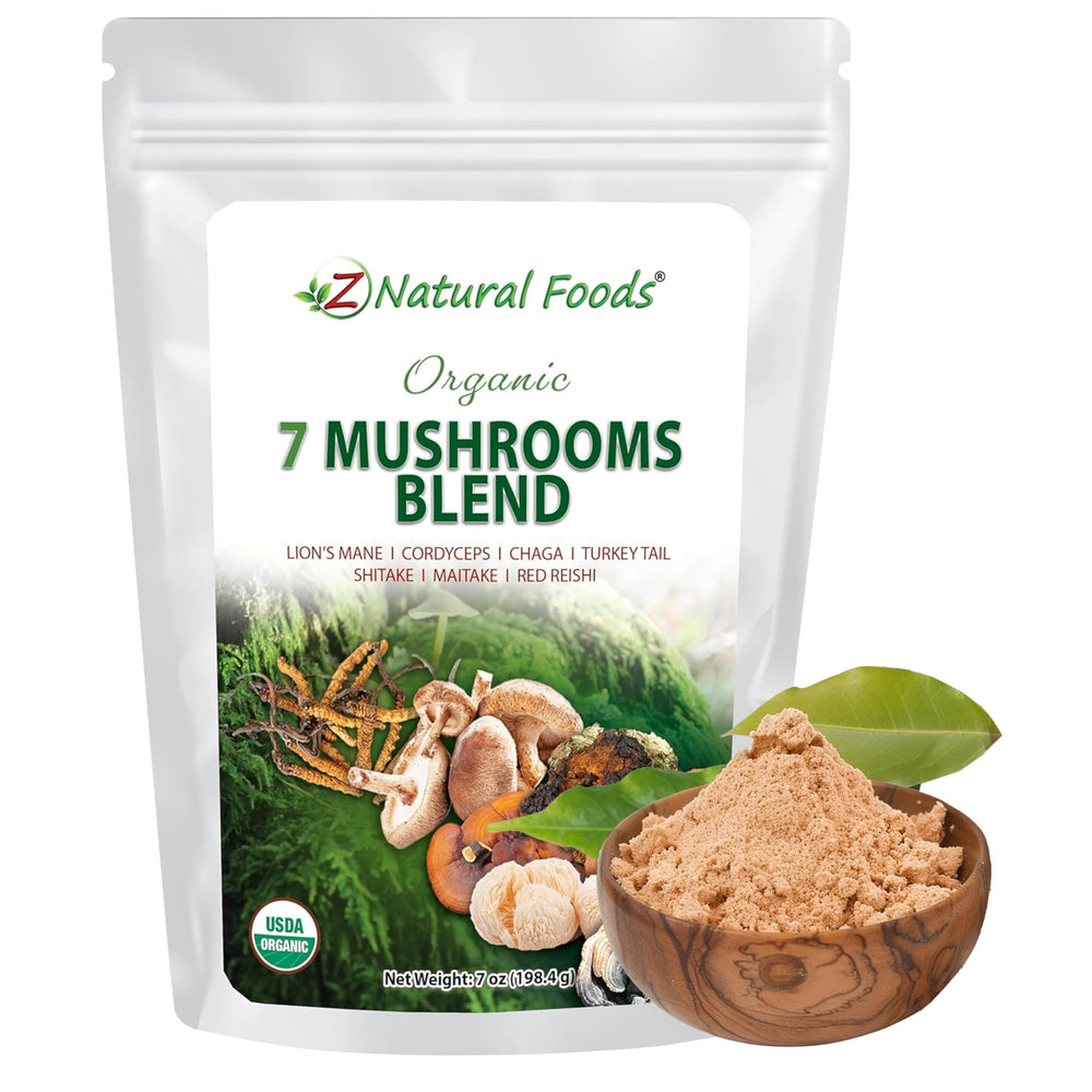 Z Natural Foods 7 Mushroom Blend packaging label