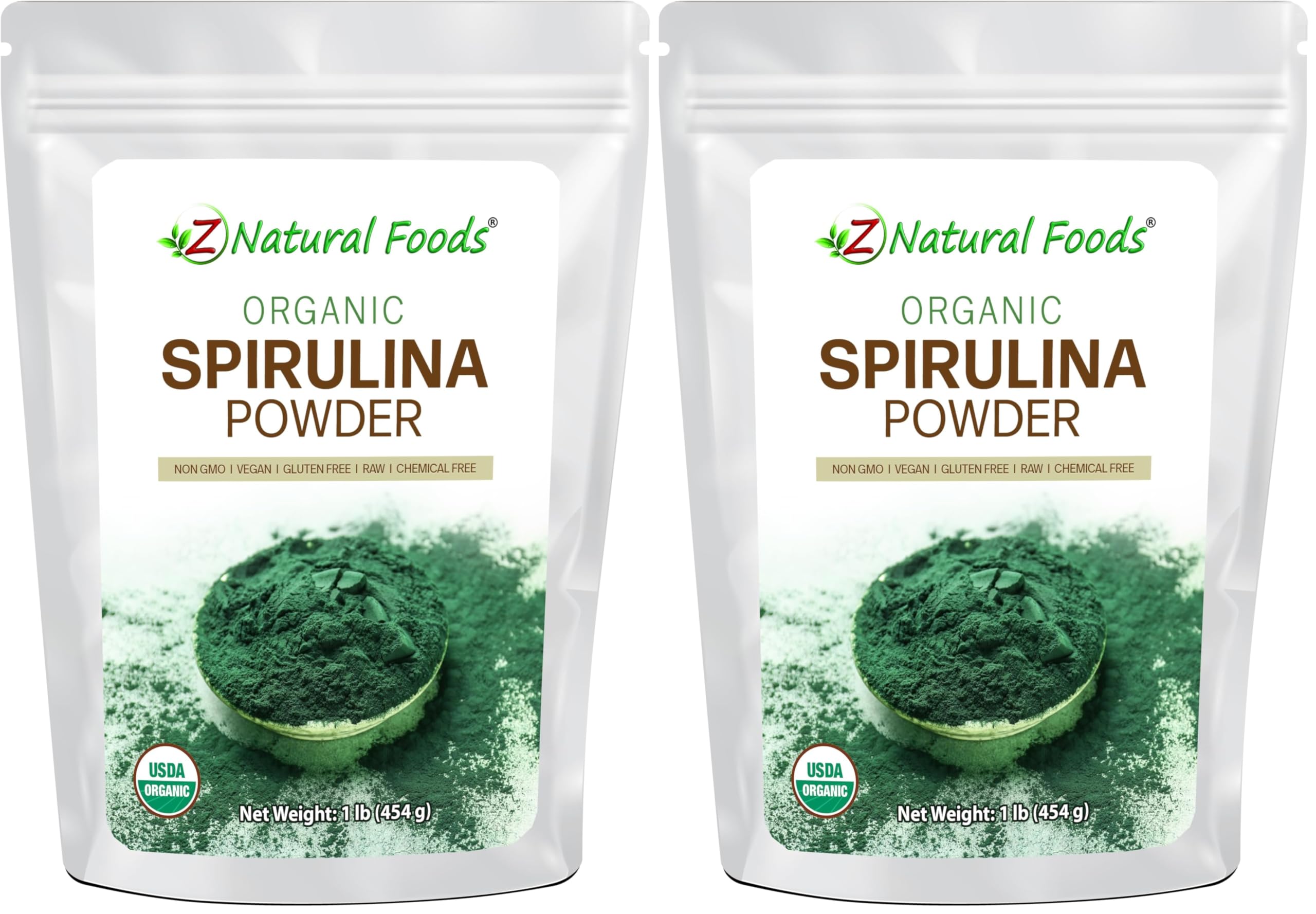 Front view of Z Natural Foods Organic Spirulina Powder Pack 2