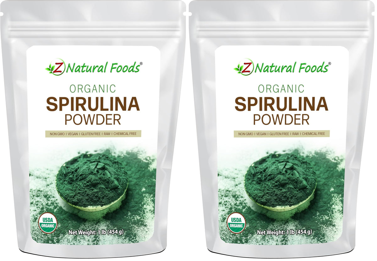 Front view of Z Natural Foods Organic Spirulina Powder Pack 2