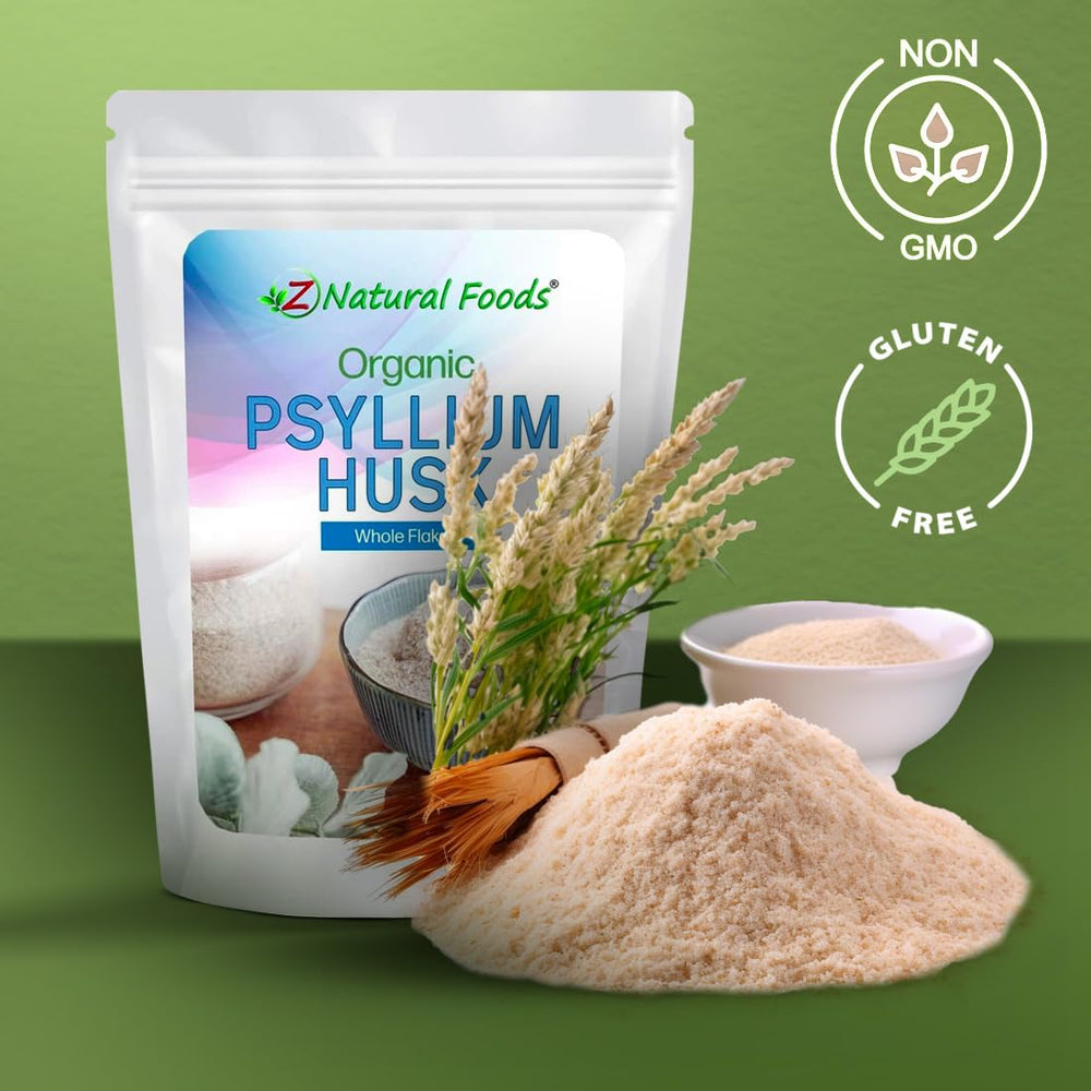 Serving suggestion: psyllium husk flakes in a small bowl