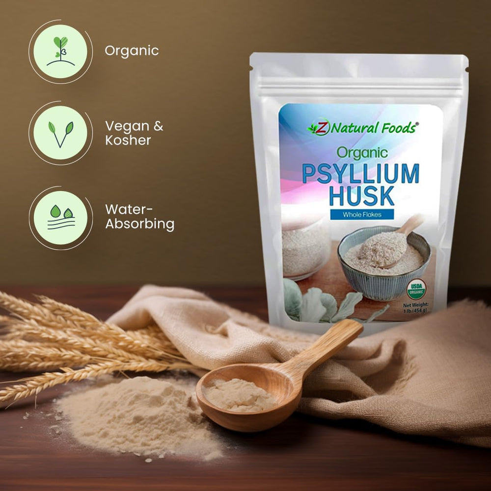 Airtight resealable bag of psyllium husk flakes