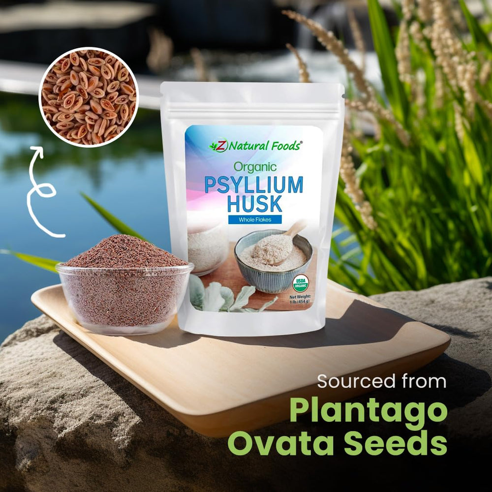 Psyllium husk flakes added to a smoothie