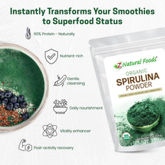 Close-up of 100% pure spirulina powder