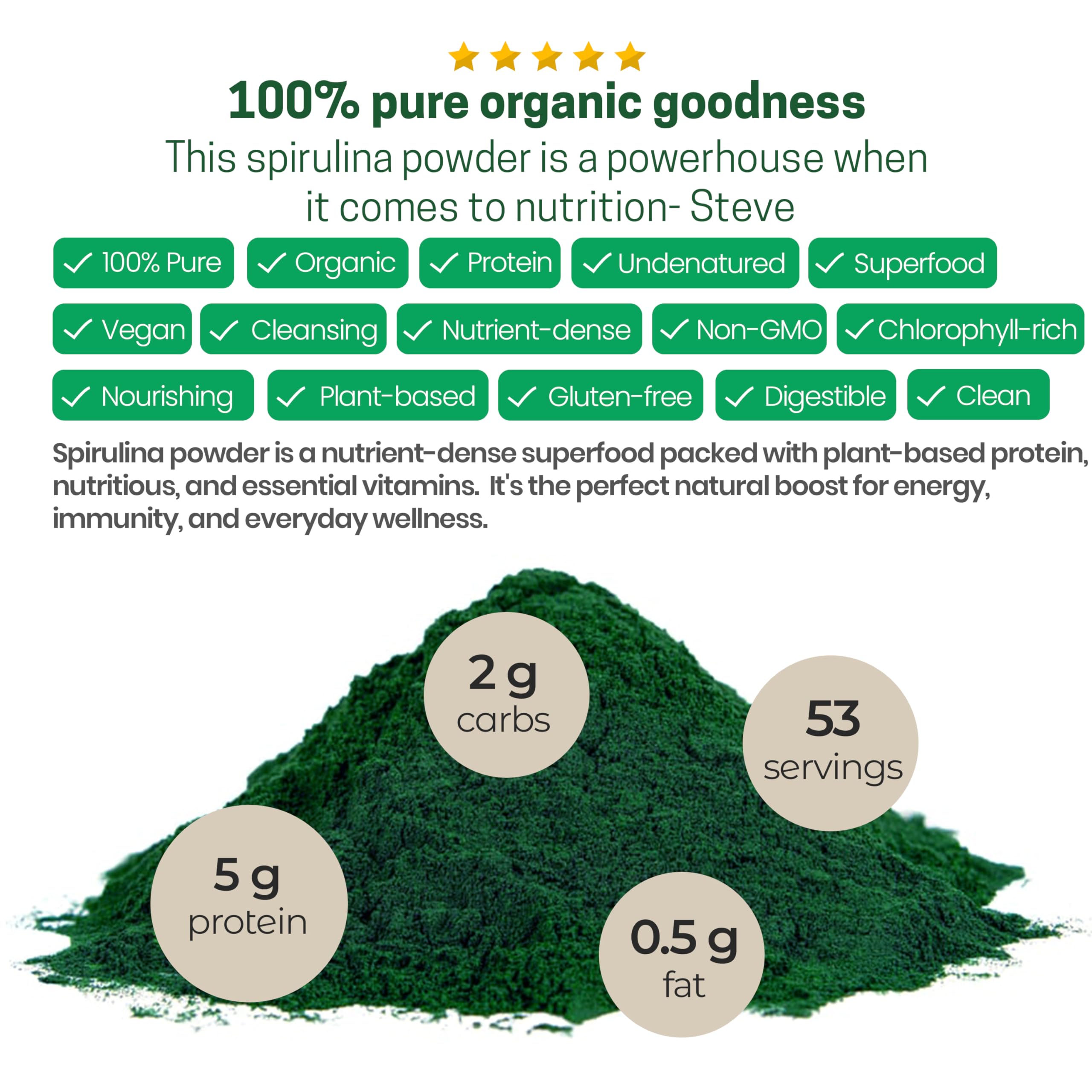 Spirulina powder being blended into a smoothie