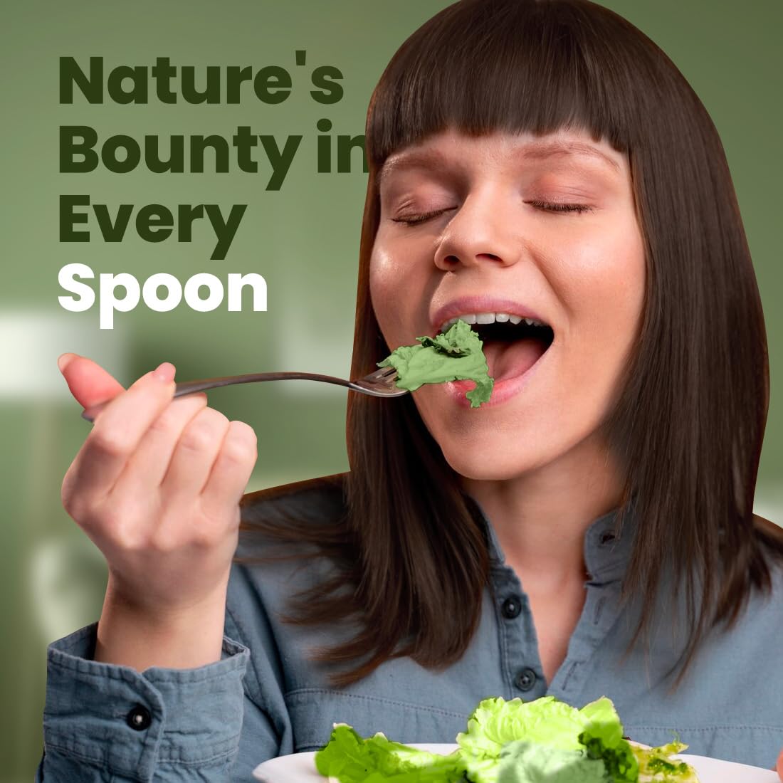 Nutrition facts and quality seal on spirulina powder packaging