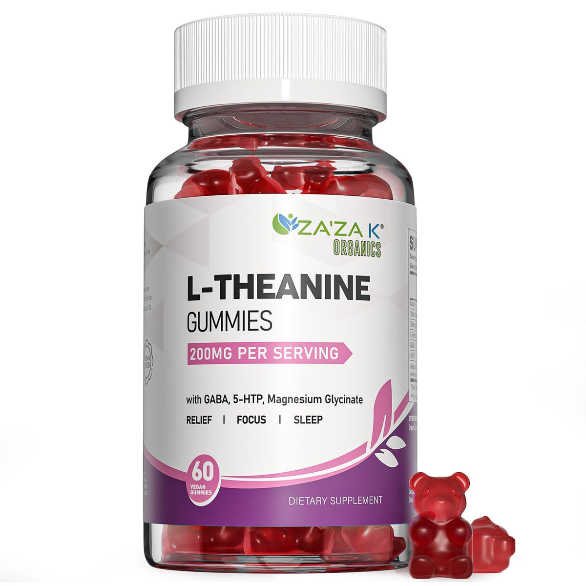 Hero shot of ZA'ZA K ORGANICS L-Theanine 200mg Gummy