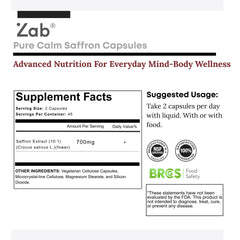 Close-up of saffron capsules (88.5 mg) from ZAB Saffron Supplements