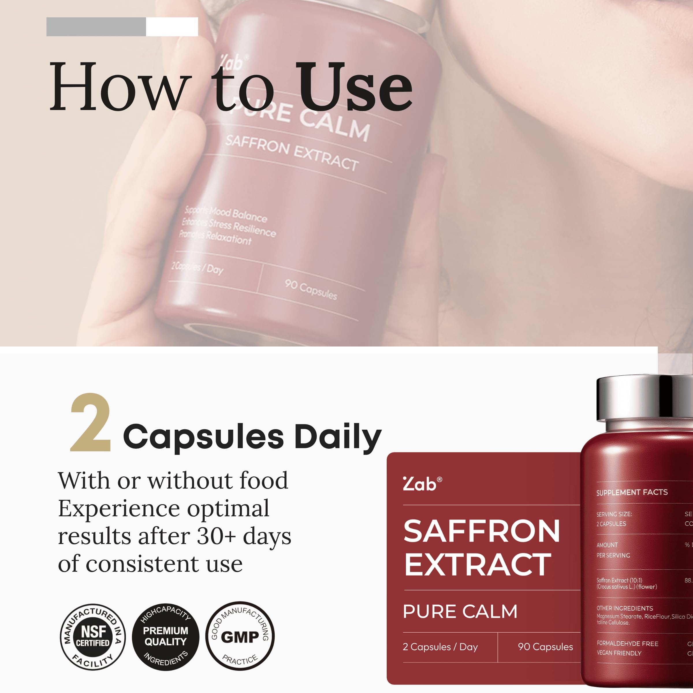 Image showing daily use of ZAB Saffron Supplements