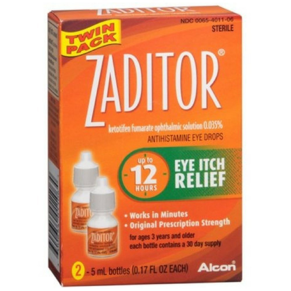 Zaditor antihistamine eye drops twin pack bottle for fast itch relief without vasoconstrictors