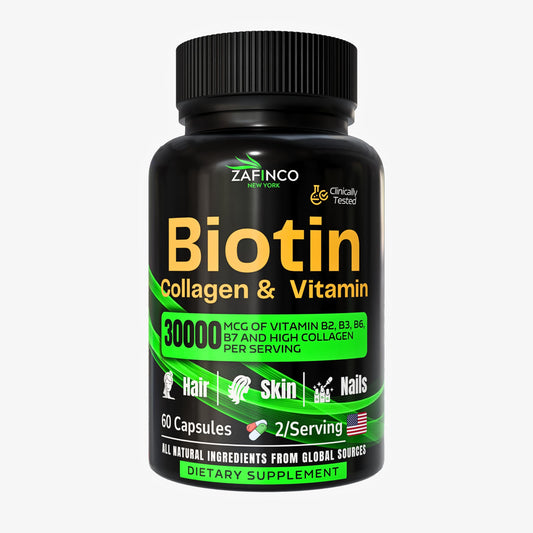 ZAFiNCO Biotin 30000 mcg bottle with 60 capsules