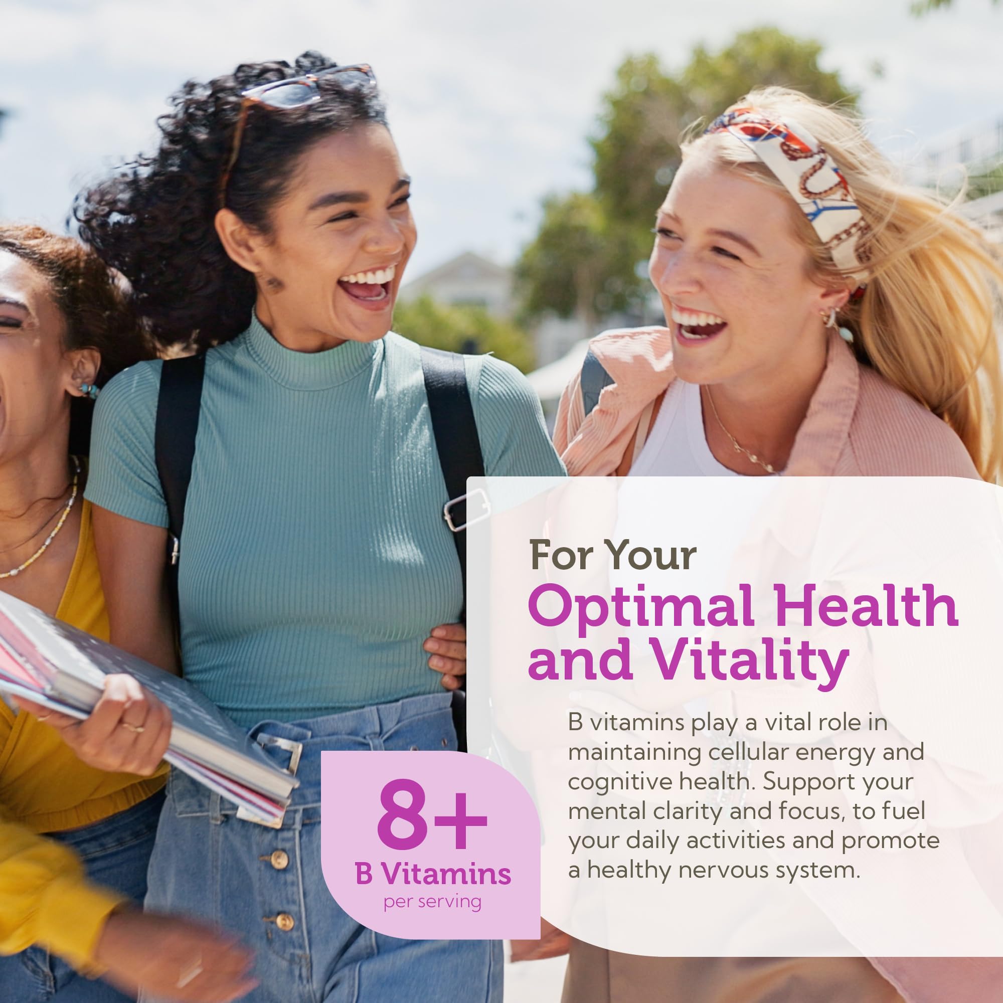 Close-up of B vitamins ingredients and nutrients