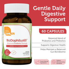Front and back view of Zahler BioDophilus60 bottle