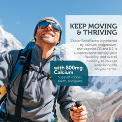 Close-up of Zahler Bonefactor bottle showing tablets