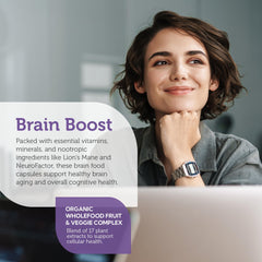 Capsules with Lion's Mane mushroom imagery