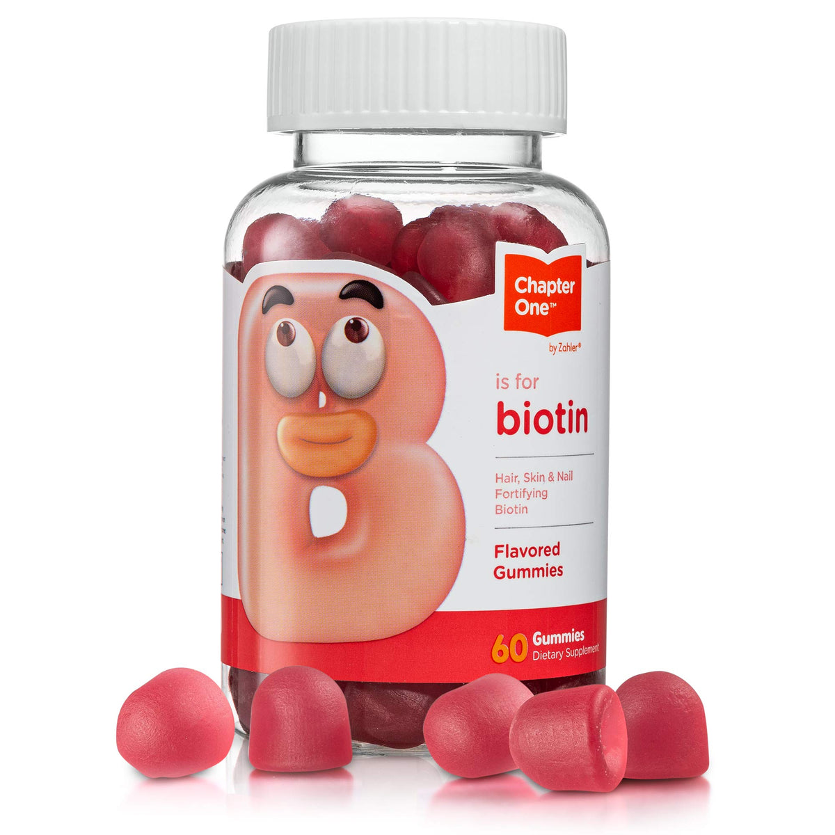 Front view of Zahler Chapter One Biotin Gummies bottle.