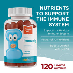 Back label and packaging of Zahler Chapter One Immune Support Gummies for Kids