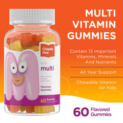 Nutrition facts panel for Zahler Chapter One Kids Multivitamin Gummy