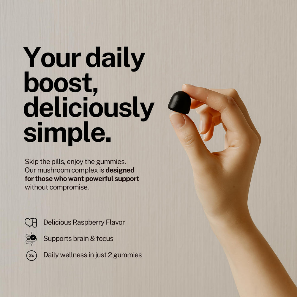 Product packaging image showing Zahler Chapter Six 10 in 1 Mushroom Complex Raspberry 60-count