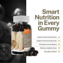 Side view of Zahler Chapter Six 10 in 1 Mushroom Complex Raspberry bottle (alternate)