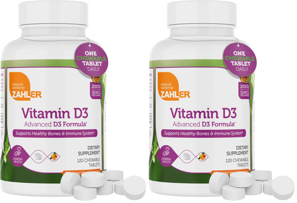 Zahler Vitamin D3 chewables orange flavor bottle – 2000 IU per chew