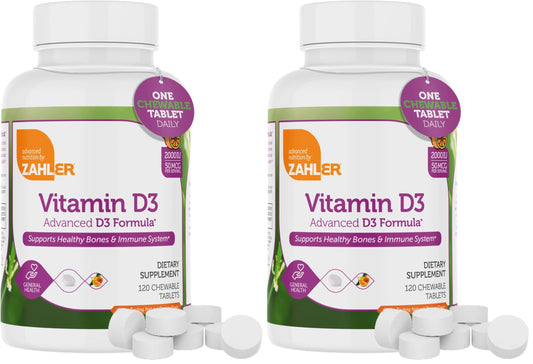 Zahler Vitamin D3 chewables orange flavor bottle – 2000 IU per chew